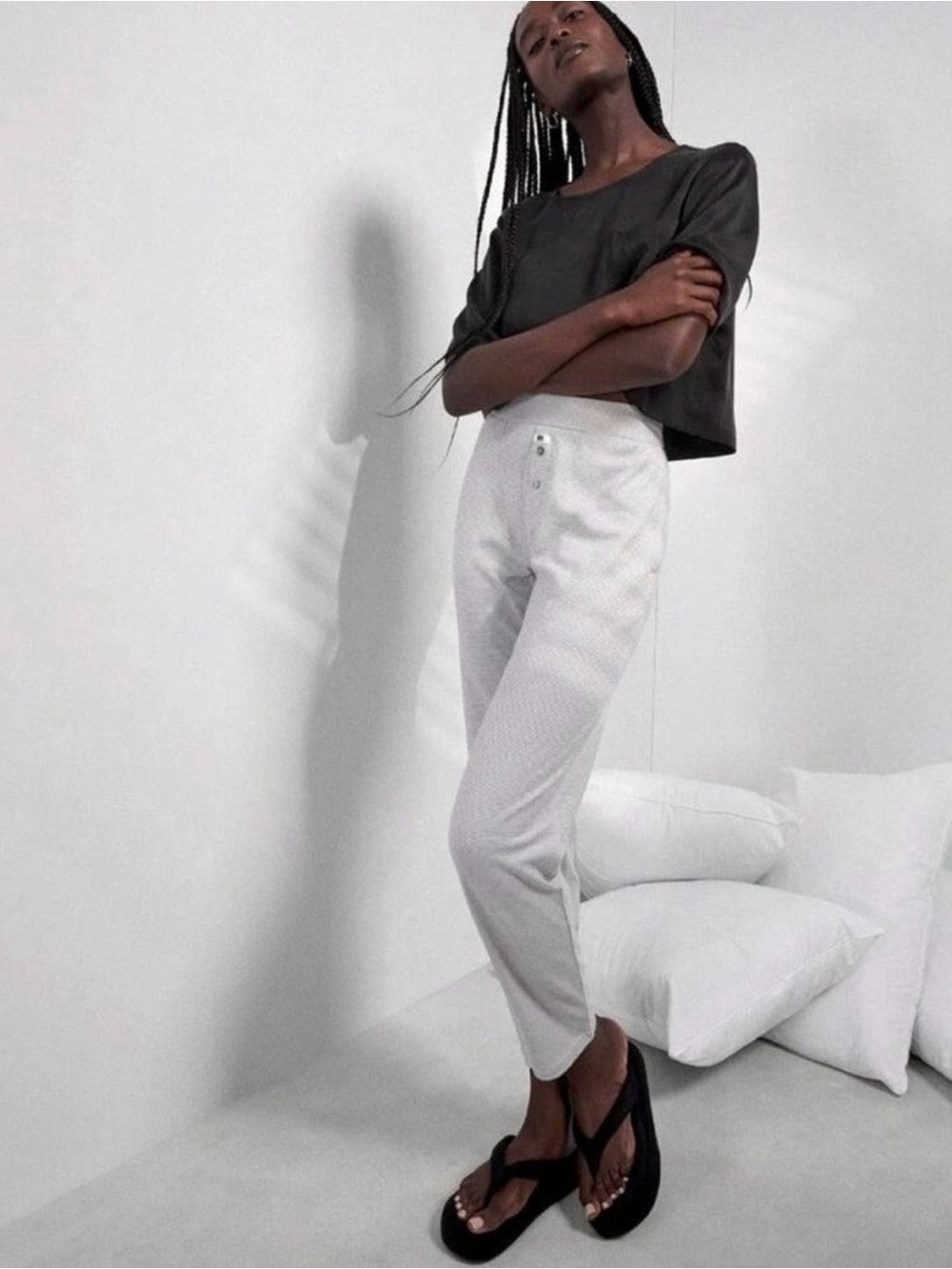 LUNYA Cooldown Pima Cotton Ankle Pajama Lounge Pants Striped Size Small
